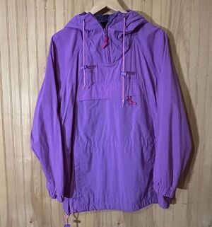 Women's 90’s Eddie Bauer Purple 1/4 Zip Hooded Anorak Rain Jacket Large
